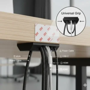 Verschiedene Kabelgrößen werden durch die kabelclips schreibtisch stark sicher an ihrem Platz gehalten.