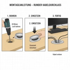 Eine einfache Schritt-für-Schritt-Anleitung zur Montage vom kabeldurchlass schreibtisch rund.