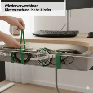 Wiederverwendbare Klettverschluss-Kabelbinder zur Organisation von PC-Kabeln im kabelmanagement schreibtisch test 2026.