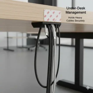 Auch an der Unterseite halten die kabelclips schreibtisch stark selbst schwere Stromkabel mühelos.