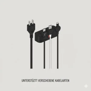 Verschiedene USB-Kabel ordentlich sortiert in einer schreibtisch kabelhalterung magnetisch.