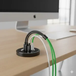 Innovative schreibtisch kabelhalter empfehlung mit Magnetfunktion für die Tischoberfläche.