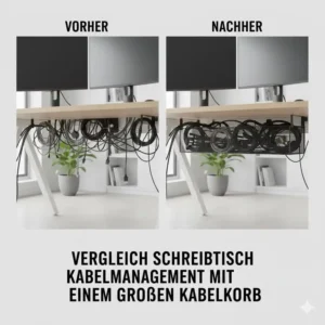 Ordnung am Arbeitsplatz durch den Einsatz eines schreibtisch kabelkorb groß im Vergleich.