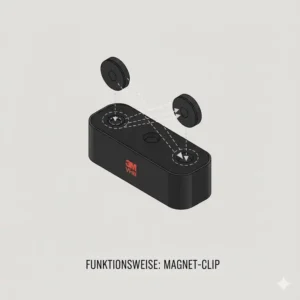 Nahaufnahme der Magnetkraft einer modernen schreibtisch kabelhalterung magnetisch.