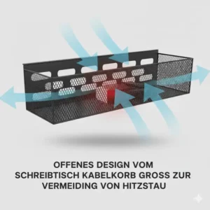 Das offene Design vom schreibtisch kabelkorb groß sorgt für eine gute Belüftung der Kabel.
