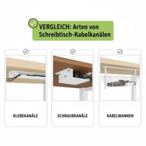 Product Comparison: An overview of different cable duct types (trays, channels, sleeves) featured in the schreibtisch kabelkanal test.
