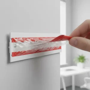 Detailaufnahme der Rückseite: Ein kabelkanal selbstklebend stark mit extra hoher Klebekraft für langanhaltenden Halt.