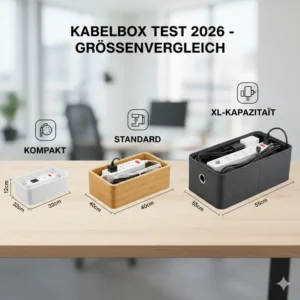 Ein kabelbox test 2026 hilft dabei, die richtige Größe für große Steckdosenleisten und Netzteile zu finden.