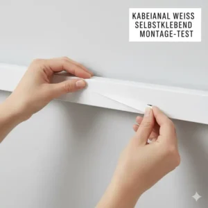 Die Montageprüfung im kabelkanal weiss test 2026 für selbstklebende Leisten an der Zimmerwand.