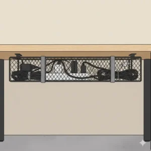 Eine robuste Untertisch-Halterung als schreibtisch ladekabel organiser für Steckdosenleisten.