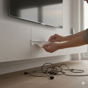 Einfache Montage ohne Bohren durch einen selbstklebenden kabelkanal für tv board.