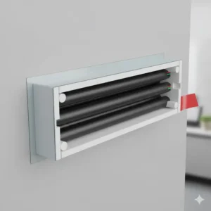 Querschnitt-Grafik zeigt einen kabelkanal selbstklebend stark mit ausreichend Platz für mehrere dicke Stromkabel.