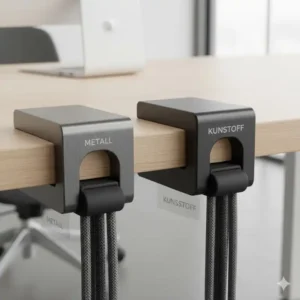 Einfache Montage ohne Bohren, gezeigt im aktuellen tisch clamp kabelhalter test.