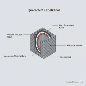 Detaillierte Querschnittsansicht mit Innenraumaufteilung vom kabelkanal eckig flexibel.