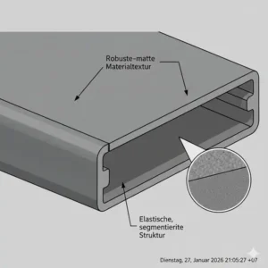 Nahaufnahme der hochwertigen Oberflächenstruktur beim kabelkanal eckig flexibel.