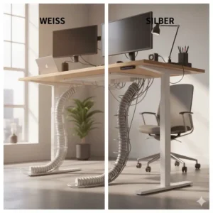 Minimalistisches Design in Weiß – der schreibtisch kabelschutz flexibel für helle Büros.
