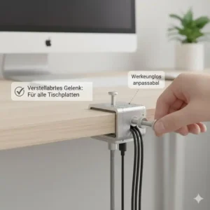 Belastungsprobe und Stabilitätsprüfung schwerer Kabel im tisch clamp kabelhalter test.