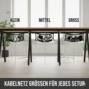 Verschiedene Größen und Varianten für das perfekte schreibtisch netz teil kabelmanagement im Büro.