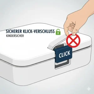 Der sichere Klick-Verschluss der kabelbox kinder sicherung im Detail.