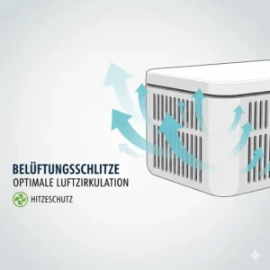 Optimale Luftzirkulation durch Schlitze in der kabelbox kinder sicherung.