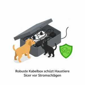 Dank der kabelbox mehrfachstecker sicher sind auch Haustiere vor Stromkabeln geschützt.