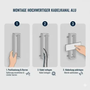 Schritt-für-Schritt Montageanleitung für einen kabelkanal alu hochwertig.