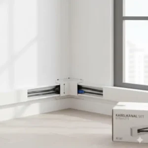 Perfekte 90-Grad-Ecken bilden mit den Verbindungsstücken im kabelkanal set komplett.