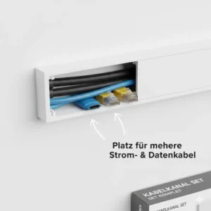 Ein offener Querschnitt zeigt die hohe Kapazität für Kabel im kabelkanal set komplett.