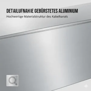 Detailansicht der gebürsteten Oberfläche vom kabelkanal alu hochwertig.