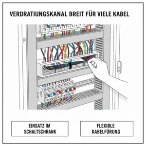 Industrieller Verdrahtungskanal als kabelkanal breit für viele kabel im Schaltschrank.