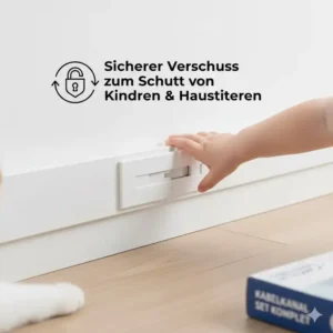 Erhöhte Sicherheit für Kinder und Haustiere durch ein verschließbares kabelkanal set komplett.