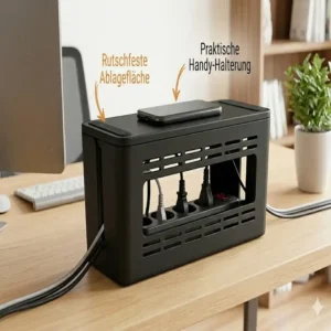 Die praktische Handyablage auf der Oberseite der kabelbox mit deckel stabil während des Ladevorgangs.