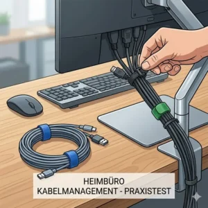 Praktisches Kabelmanagement am Schreibtisch mit dem kabelbinder wiederverwendbar test.