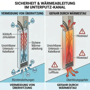 Illustration zur Belüftung und Sicherheit beim Unterputz-kabelkanal tv wand unsichtbar.