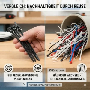 Nachhaltigkeitsaspekte und Müllvermeidung durch den kabelbinder wiederverwendbar test.