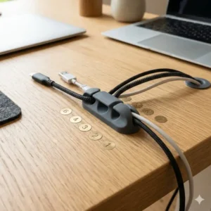 2: schwarze kabelclips für usb kabel und ladekabel