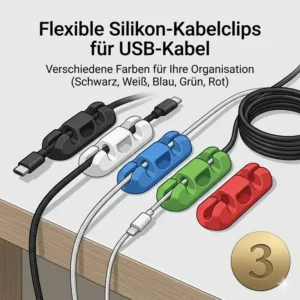 4: flexible silikon kabelclips für usb kabel in farben
