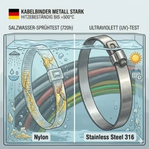 Korrosionsbeständige kabelbinder metall stark im Salzwaasser-Sprühtest Vergleich