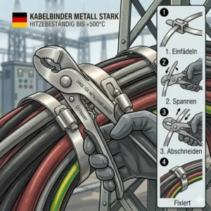 Professionelle Montage của kabelbinder metall stark với dụng cụ chuyên dụng.