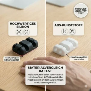 High-quality silicone vs plastic material comparison for the kabelclips selbstklebend test.