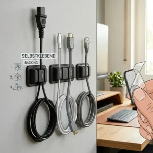 Illustration der selbstklebenden Rückseite für kabelhalter kabelclip wand.