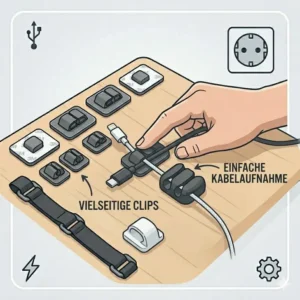 Ordnung am Arbeitsplatz schaffen mit dem kabelhalter kabelklemme set am Schreibtisch.