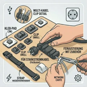 Das kabelhalter kabelklemme set zur Befestigung von Ladekabeln im Auto.