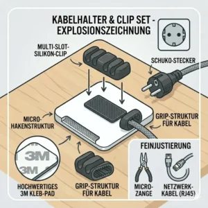 Hochwertiges und flexibles Silikon Material im kabelhalter kabelklemme set.