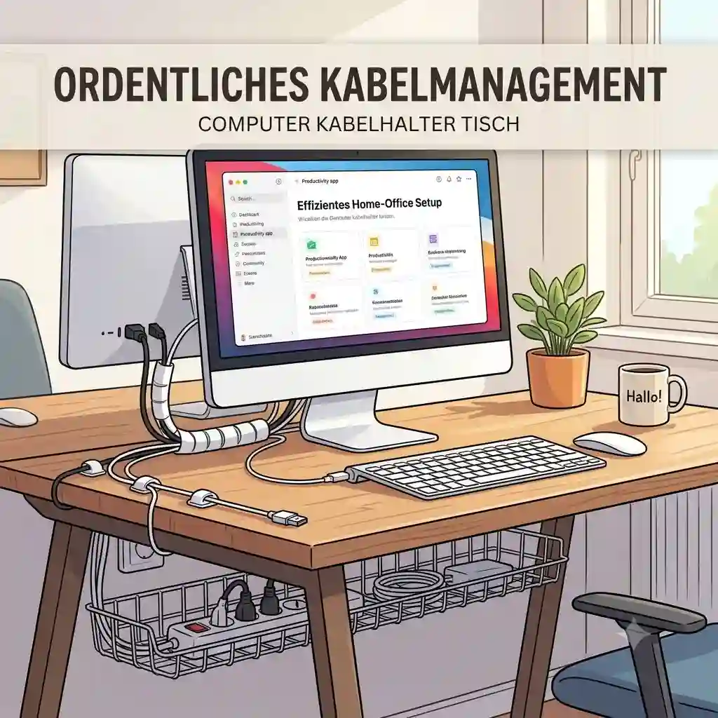 A modern computer kabelhalter tisch creating a neat and organized home office setup.