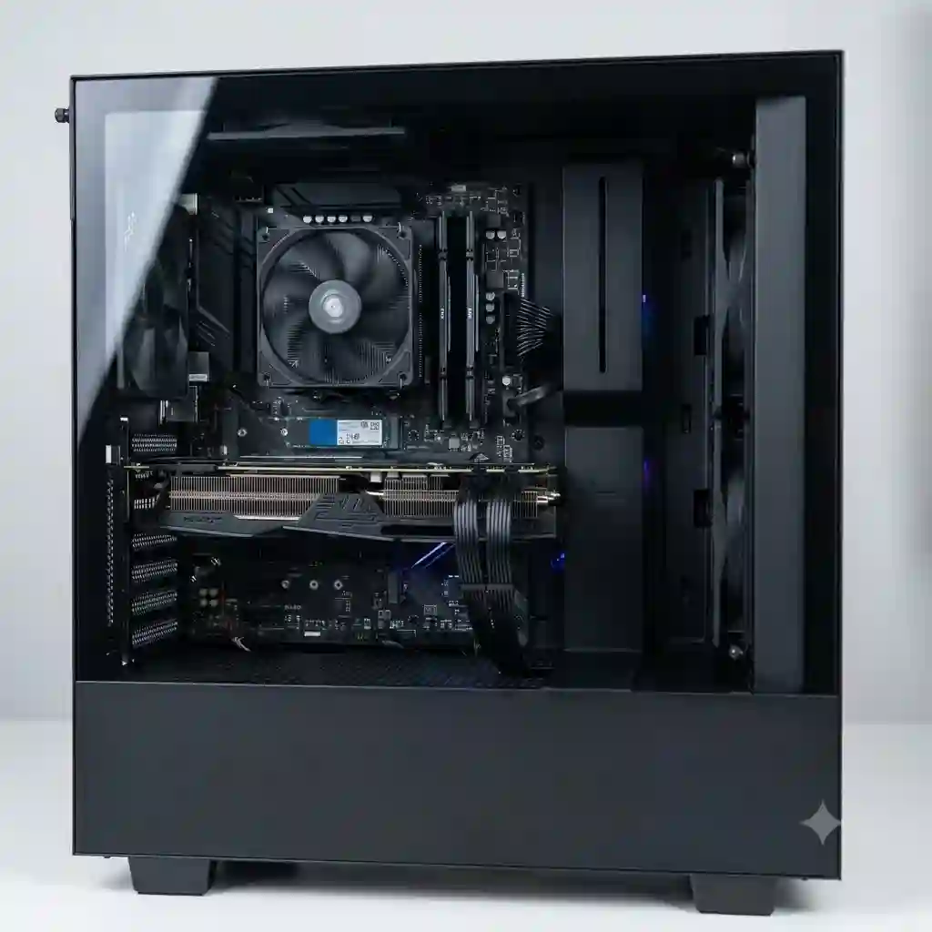 A finished PC build demonstrating how to pc kabel verstecken gehäuse for a clean and professional look.