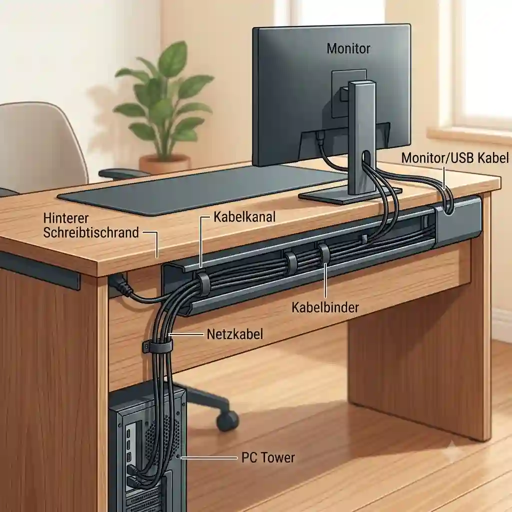 Featured image showing a modern pc kabelkanal hinter schreibtisch installed for clean cable management in a home office setup.