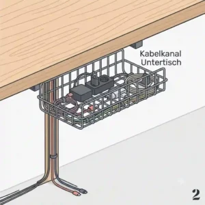 An under-desk wire tray serving as a robust computer kabelhalter tisch for power strips.