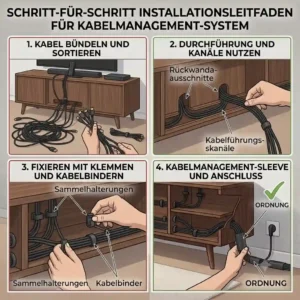 Step-by-step guide on organizing wires using a tv stand kabelmanagement system.