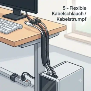 Flexible neoprene sleeve acting as a computer kabelhalter tisch to bundle multiple wires.